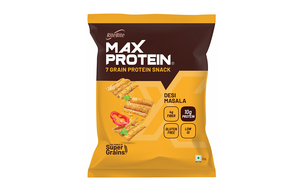 Ritebite Max Protein 7 Grain Protein Snack Desi Masala   Pack  60 grams